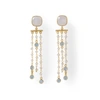 Liv Oliver 18k Rainbow Moonstone And Blue Topaz Chandelier Earrings In Silver