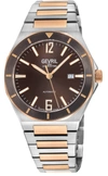 GEVRIL MEN'S HIGH LINE AUTOMATIC WATCH STAINLESS STEEL CASE, TOP RING IN BROWN SAPPHIRE CRYSTAL, TWO TONED 