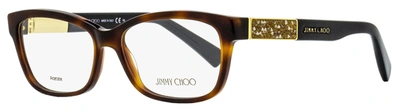 Jimmy Choo Women's Rectangular Eyeglasses Jc110 6vl Havana/black 53mm In Multi