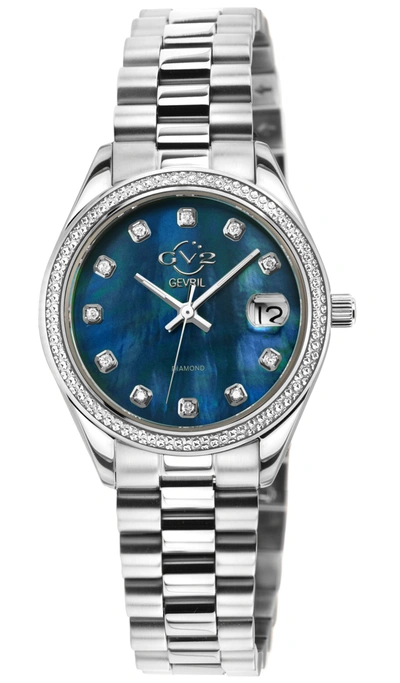 Gv2 Women's Turin Diamond, Blue Mop Dial, Stainless Steel Watch In White
