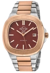 Gv2 Automatic Men's Potente Burgundy Dial 316l Stainless Steel Two Toned Iprg Bracelet Watch In Multi