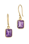 Savvy Cie Jewels 18k Yellow Gold Vermeil Bezel Set Drop Earrings In Purple