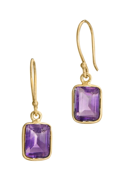 Savvy Cie Jewels 18k Yellow Gold Vermeil Bezel Set Drop Earrings In Purple