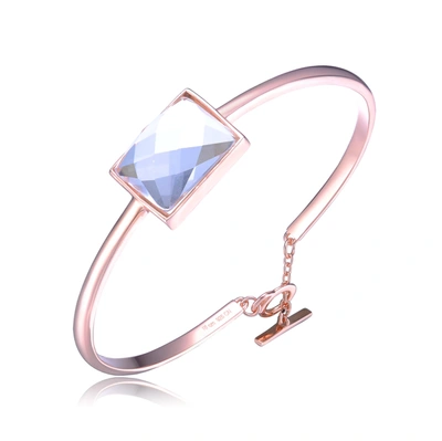 Genevive .925 Sterling Silver Rose Gold Plated Cubic Zirconia Bangle Bracelet In Pink