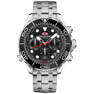 Seapro Mondial Timer Chronograph Quartz Black Dial Mens Watch Sp0150