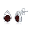 SIMONA STERLING SILVER PEARSHAPED EARRINGS W/ROUND 'JANUARY BIRTHSTONE' GEMSTONE STUDS - GARNET