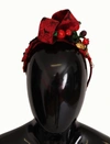 DOLCE & GABBANA Dolce & Gabbana Cherry Silk Crystal Bow Logo Diadem Tiara Women's Headband