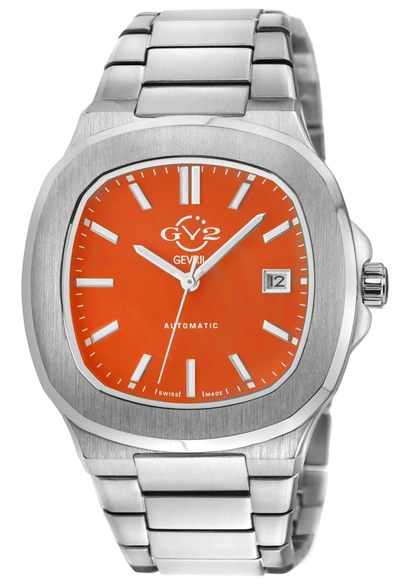 Gv2 Automatic Men's Potente Orange Dial 316l Stainless Steel Bracelet Watch In White