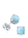 Liv Oliver Sterling Silver Larimar Stud Earrings In Blue