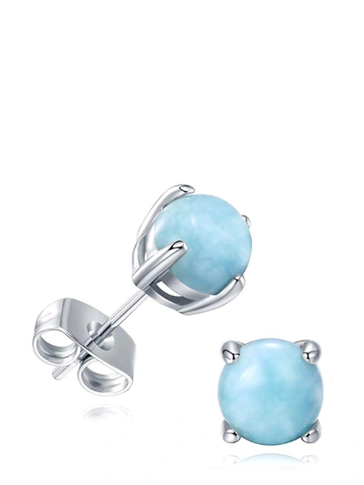 Liv Oliver Sterling Silver Larimar Stud Earrings In Blue