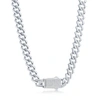 Simona Sterling Silver 9mm Monaco Chain W/micro Pave Cz Lock In Silver