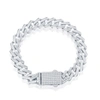 SIMONA STERLING SILVER 9MM MONACO BRACELET W/MICRO PAVE CZ LOCK