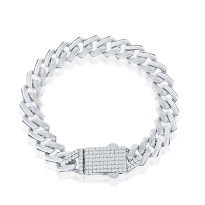 Simona Sterling Silver 9mm Monaco Bracelet W/micro Pave Cz Lock In White