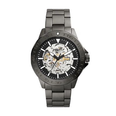 Fossil Men's Bannon Automatic, Smoke-tone Stainless Steel Watch In Silver