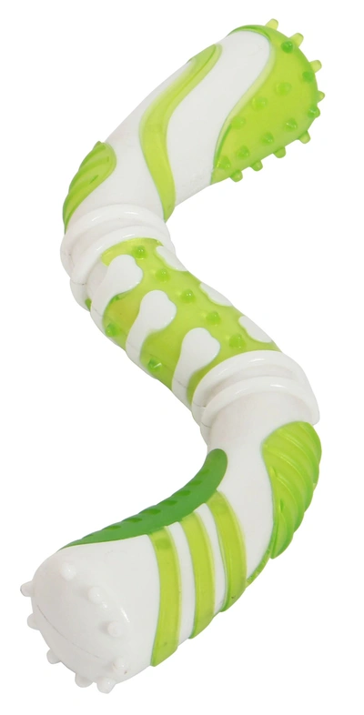 Pet Life Denta Twist Tpr Durable Dental Chew Toy In Green