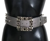 DOLCE & GABBANA Dolce & Gabbana Leather Crystal Stud Logo Buckle Women's Belt