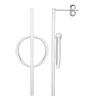 A & M Sterling Silver Long Line & Circle Stud Earrings In Silver
