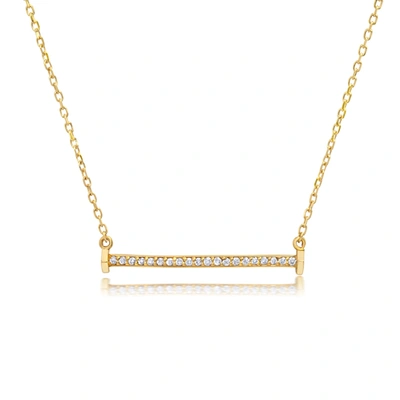 Paige Novick 14k Yellow Gold Diamond  Flat Bar Necklace With Triangle End Caps In White