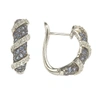 Suzy Levian Sapphire And Diamond Accent In Sterling Silver Petite Wrap Around Earrings In Blue