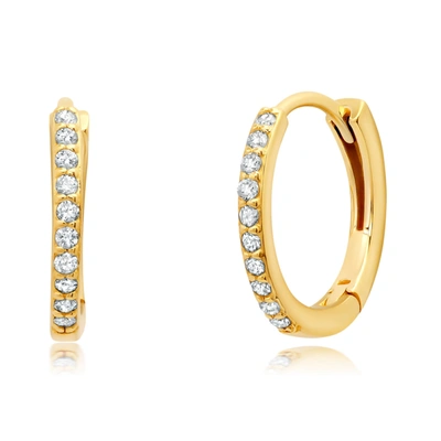 Paige Novick 14k Yellow Gold  Hinged Post Earring Hoops With Diamonds