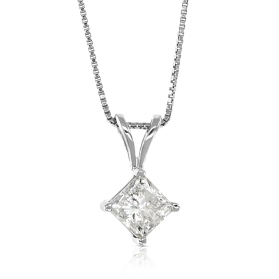 Vir Jewels 1 Cttw Diamond Solitaire Pendant Necklace 14k White Gold Princess With Chain In Silver
