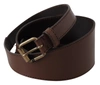 Plein Sud Brown Leather Gold Metal Buckle Belt In Black