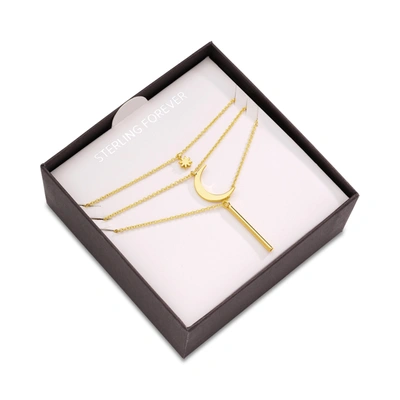 Sterling Forever Crescent & Bar Multi Layer Necklace In Gold