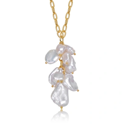 Genevive Sterling Silver Gold Plated Freshwater Pearl Drop Pendant Necklace