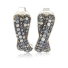 Suzy Levian Sterling Silver Sapphire Petite Crossover Pave Earrings In Blue
