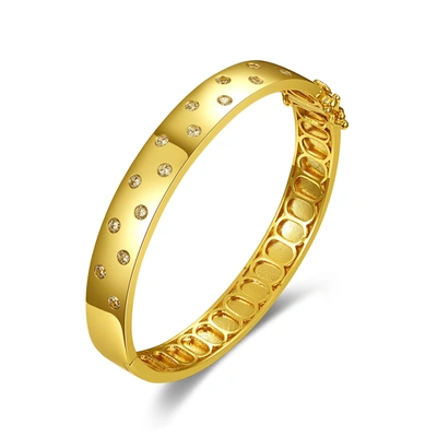 Rachel Glauber 14k Yellow Gold Plated With Diamond Cubic Zirconia Starry Sky Bangle Bracelet