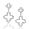 Suzy Levian Cubic Zirconia Sterling Silver Double Clover Dangle Earrings In White