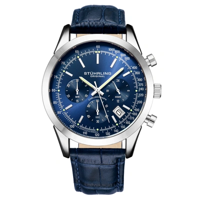 Stuhrling Original Rialto Quartz 44mm Chronograph In Blue