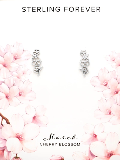 Sterling Forever Birth Flower Stud Earrings In Pink
