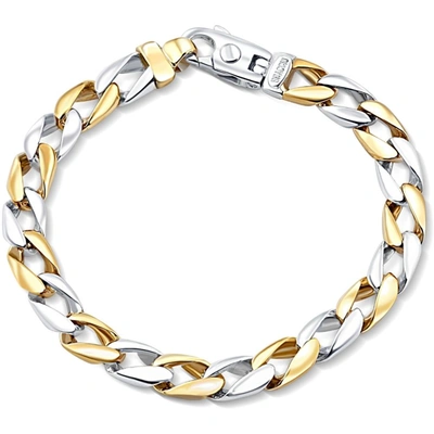 Pompeii3 Solid 14k Gold Or Platinum 8.5mm Cuban Link Men's Chain Bracelet 32.8 - 50 Grams In White