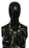DOLCE & GABBANA Dolce & Gabbana Floral Crystal Charm  Brass Statement Women's Necklace
