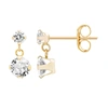 A & M 14k Gold Cubic Zirconia Dangle Earrings In Silver