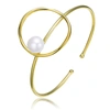 Genevive Sterling Silver Plating And Freshwater Pearl Cuff Bracelet In Silver
