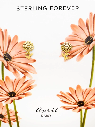 Sterling Forever 14k Over Silver Birth Flower April Daisy Studs In Gold