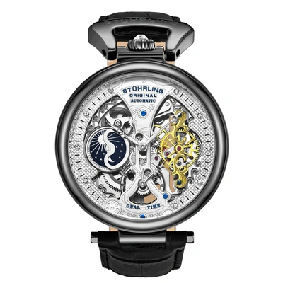 Stuhrling Original Emperor's Grand Dt 3920 Automatic 46mm Skeleton In Black