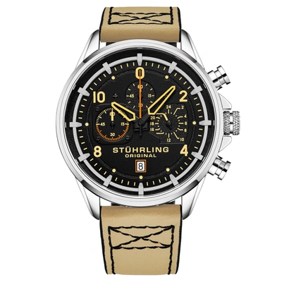 Stuhrling Original 930 Quartz 45mm Aviator In Silver