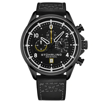 Stuhrling Original 930 Quartz 45mm Aviator In Black