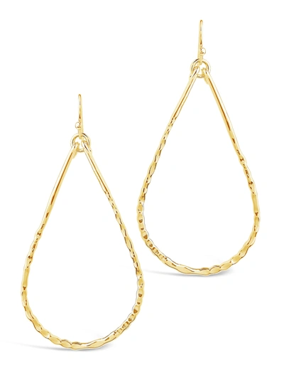 Sterling Forever Hammered Teardrop Dangle Earring-rose Gold In White