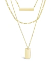 STERLING FOREVER TRIPLE LAYERED BAR NECKLACE-GOLD