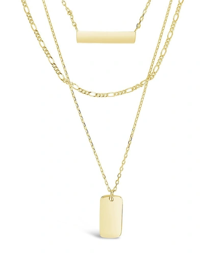 Sterling Forever Triple Layered Bar Necklace In Gold