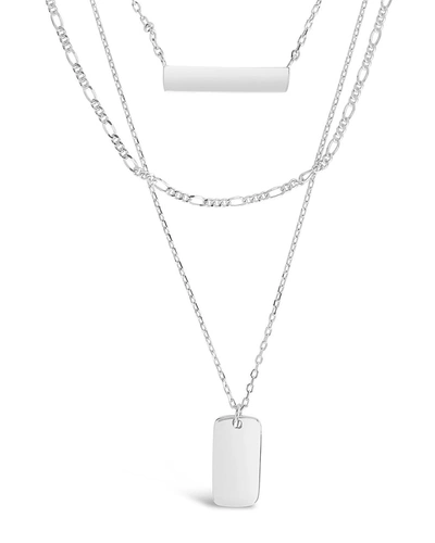Sterling Forever Triple Layered Bar Necklace-gold In White