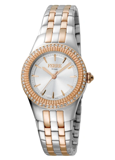 Ferre Milano Women's Chocolate Dial Stainless Steel Watch In White