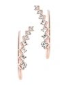 STERLING FOREVER GRADUATED CZ CRAWLER EARRINGS-ROSE GOLD