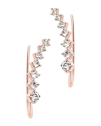 Sterling Forever 14k Rose Gold Plated Cz Graduated Crawler Earrings In Pink