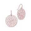 Sterling Forever Round Filigree Dangle Earrings-rose Gold In Pink