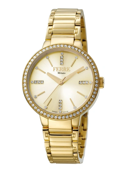 Ferre Milano Women's Gold Dial Stainless Steel Watch In Gold / Gold Tone